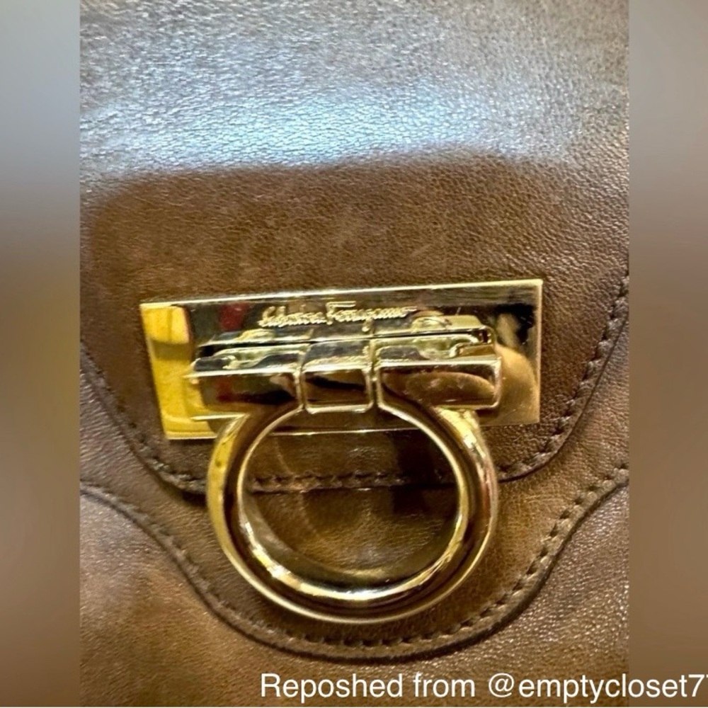 Salvatore Ferragamo Gancini Satchel in Brown Leather - Picture 4 of 16